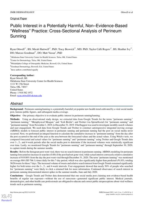 perineum sunning|Public Interest in a Potentially Harmful, Non–Evidence